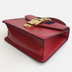 Gucci Red Leather Mini Sylvie Shoulder Bag