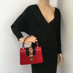 Gucci Red Leather Mini Sylvie Shoulder Bag