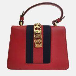 Gucci Red Leather Mini Sylvie Shoulder Bag