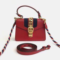 Gucci Red Leather Mini Sylvie Shoulder Bag