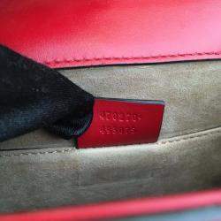 Gucci Red Leather Mini Sylvie Shoulder Bag