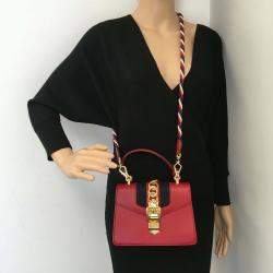 Gucci Red Leather Mini Sylvie Shoulder Bag