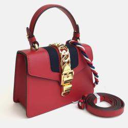 Gucci Red Leather Mini Sylvie Shoulder Bag