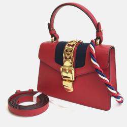 Gucci Red Leather Mini Sylvie Shoulder Bag