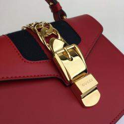 Gucci Red Leather Mini Sylvie Shoulder Bag