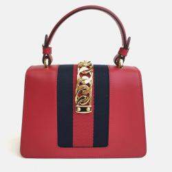 Gucci Red Leather Mini Sylvie Shoulder Bag