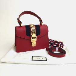 Gucci Red Leather Mini Sylvie Shoulder Bag