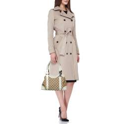 مملوكة مسبقًا Gucci Off-White/Beige Monogram Canvas and Leather Metal Buckle Shoulder Bag