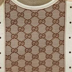 مملوكة مسبقًا Gucci Off-White/Beige Monogram Canvas and Leather Metal Buckle Shoulder Bag