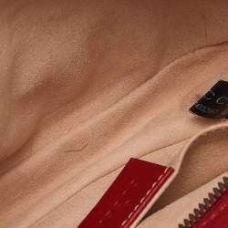 Pre Owned Gucci Red Matelassé Leather GG Marmont Belt Bag