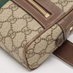 Pre Owned Gucci Brown/Beige GG Supreme Canvas and Leather Ophidia Belt Bag