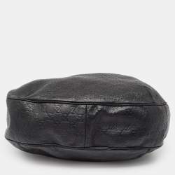 Pre Owned Gucci Black Guccissima Leather Large New Ladies Web Hobo