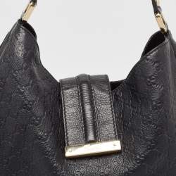 Pre Owned Gucci Black Guccissima Leather Large New Ladies Web Hobo