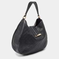 Pre Owned Gucci Black Guccissima Leather Large New Ladies Web Hobo
