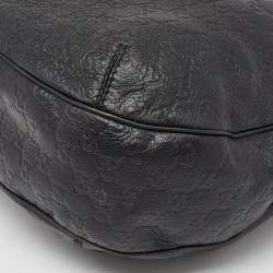 Pre Owned Gucci Black Guccissima Leather Large New Ladies Web Hobo