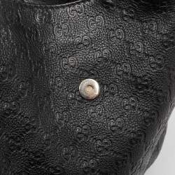 Pre Owned Gucci Black Guccissima Leather Large New Ladies Web Hobo