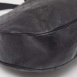 Pre Owned Gucci Black Guccissima Leather Large New Ladies Web Hobo