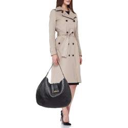 Pre Owned Gucci Black Guccissima Leather Large New Ladies Web Hobo