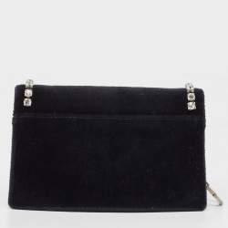 Pre Owned Gucci Black Velvet and Leather Super Mini Dionysus Chain Bag