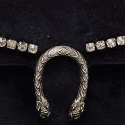 Pre Owned Gucci Black Velvet and Leather Super Mini Dionysus Chain Bag