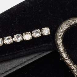Pre Owned Gucci Black Velvet and Leather Super Mini Dionysus Chain Bag