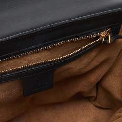 Pre Owned Gucci Beige/Black GG Supreme Canvas and Leather Medium Padlock Shoulder Bag