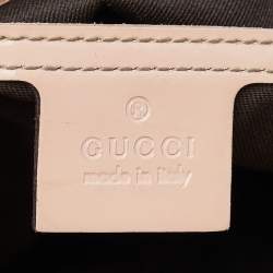 Pre Owned Gucci Beige/Pink GG Supreme Canvas and Patent Leather Crossbody Bag