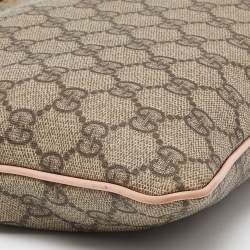 Pre Owned Gucci Beige/Pink GG Supreme Canvas and Patent Leather Crossbody Bag