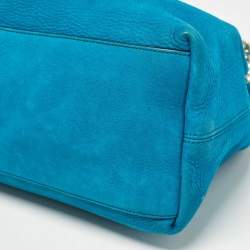 Pre Owned Gucci Teal Nubuck Leather Medium Soho Chain Tote