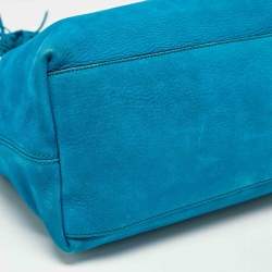 Pre Owned Gucci Teal Nubuck Leather Medium Soho Chain Tote