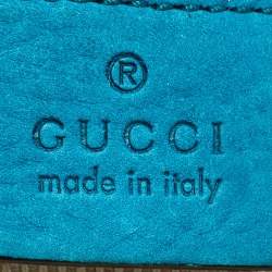 Pre Owned Gucci Teal Nubuck Leather Medium Soho Chain Tote