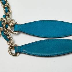 Pre Owned Gucci Teal Nubuck Leather Medium Soho Chain Tote