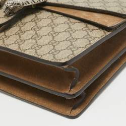 Pre Owned Gucci Beige GG Supreme Canvas and Suede Medium Dionysus Shoulder Bag