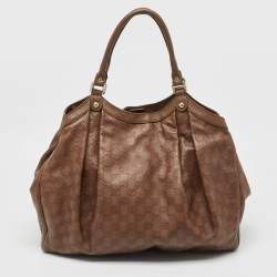 Pre Owned Gucci Brown Guccissima Leather Large Sukey Tote