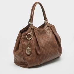 Pre Owned Gucci Brown Guccissima Leather Large Sukey Tote