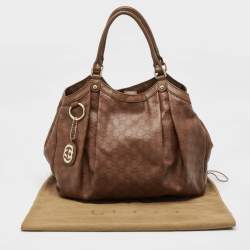 Pre Owned Gucci Brown Guccissima Leather Large Sukey Tote