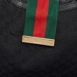 Pre Owned Gucci Black GG Canvas and Leather New Ladies Web Hobo