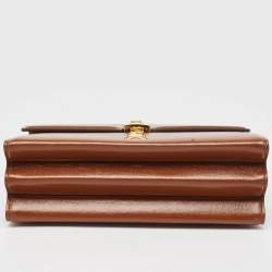 Pre Owned Gucci Brown Leather Sylvie 1969 Top Handle Bag