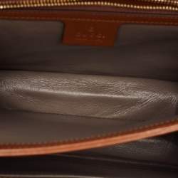 Pre Owned Gucci Brown Leather Sylvie 1969 Top Handle Bag