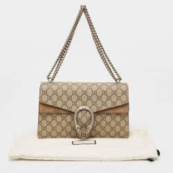 Pre Owned حقيبة كتف غوتشي ديونيسوس سويدي وكانفاس جي جي سوبريم بيج صغيرة