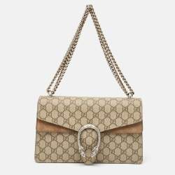 Pre Owned حقيبة كتف غوتشي ديونيسوس سويدي وكانفاس جي جي سوبريم بيج صغيرة