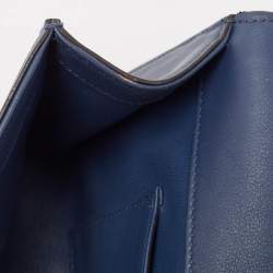 Pre Owned Gucci Dark Blue Leather GG Crystals Broadway Clutch