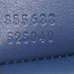 Pre Owned Gucci Dark Blue Leather GG Crystals Broadway Clutch