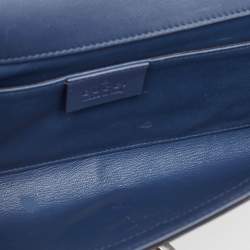 Pre Owned Gucci Dark Blue Leather GG Crystals Broadway Clutch