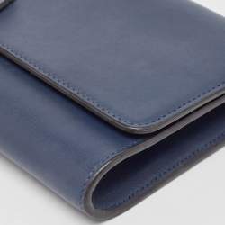 Pre Owned Gucci Dark Blue Leather GG Crystals Broadway Clutch