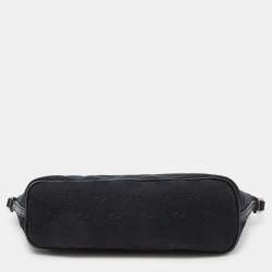 مملوكة مسبقًا Gucci Black GG Canvas and Leather Baguette Bag