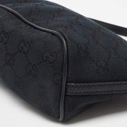 مملوكة مسبقًا Gucci Black GG Canvas and Leather Baguette Bag
