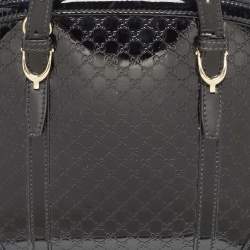 Pre Owned Gucci Black Micro Guccissima Patent Leather Nice Dome Satchel