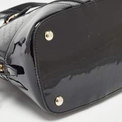 Pre Owned Gucci Black Micro Guccissima Patent Leather Nice Dome Satchel
