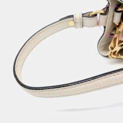 مملوكة مسبقًا Gucci Ivory/Navy Blue/Red Leather Ophidia Small Bucket Bag